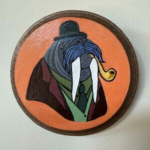 Hand-painted Mr. Walrus Wooden Wall Decor